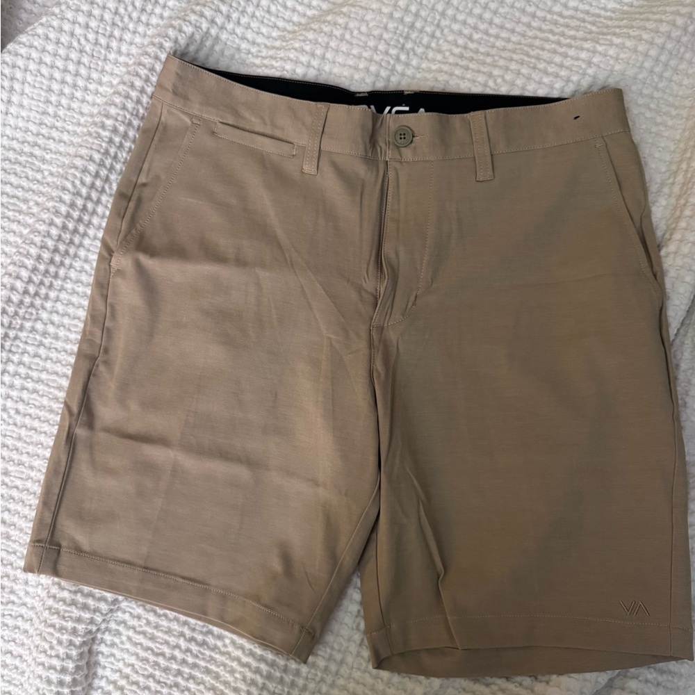 RVCA Men's Light Brown Flat Front Shorts